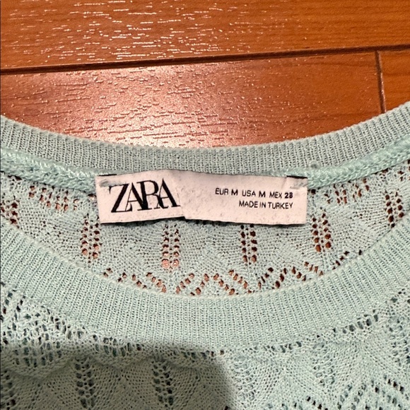Zara Light Blue/Green Lace Ruffle Sleeve Top - Picture 2 of 4